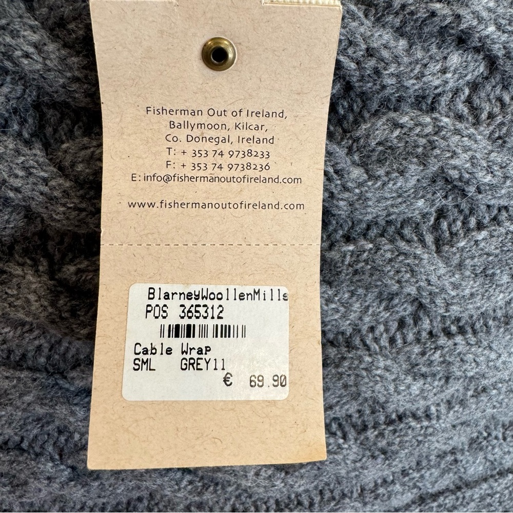 NWT Fisherman Out of Ireland Crossover Wrap - Grey - Picture 5 of 8